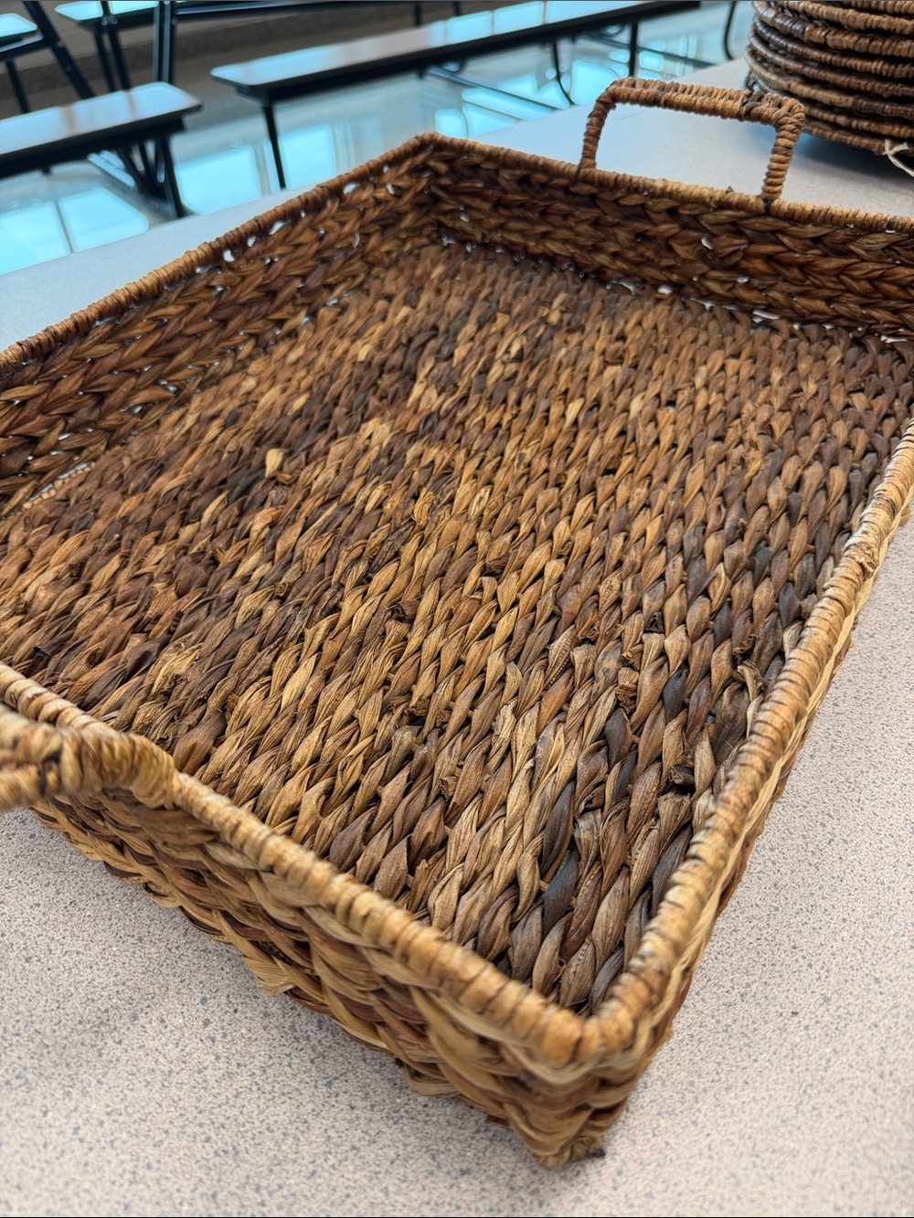 Pottery Barn Woven Seagrass Serving Tray - Natural Brown